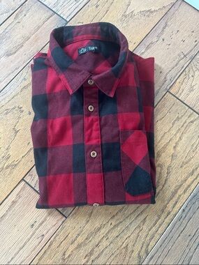 Team LTD Red and Black Buffalo Check Flannel Shirt